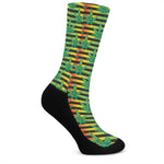 Rasta Striped Pattern Print Crew Socks