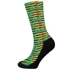 Rasta Striped Pattern Print Crew Socks