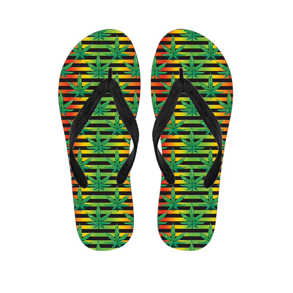 Rasta Striped Pattern Print Flip Flops