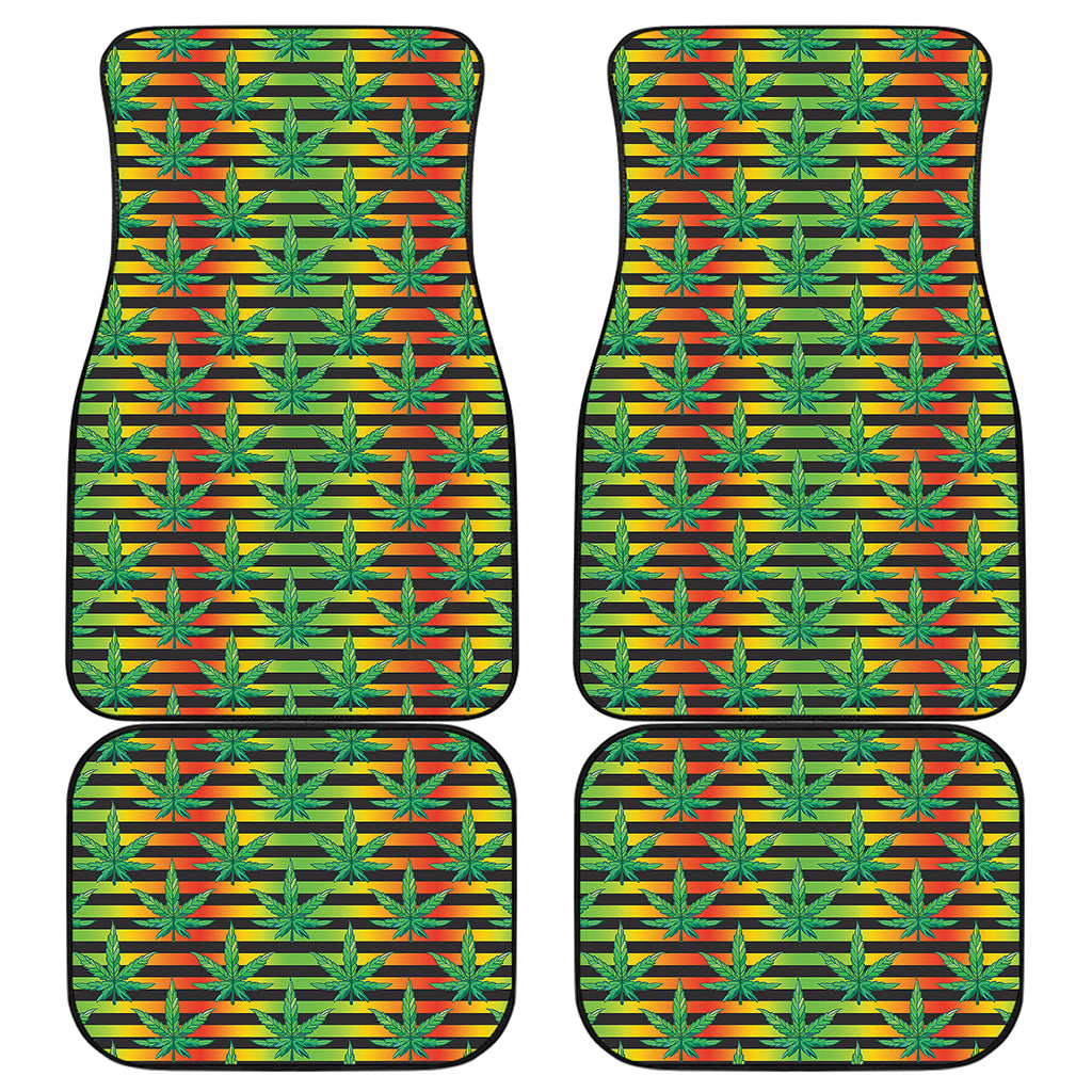 Rasta Striped Pattern Print Front and Back Car Floor Mats