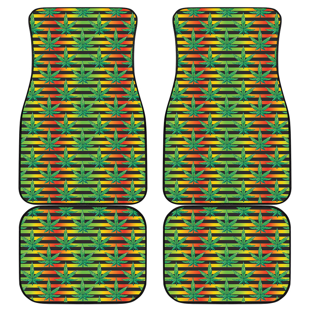 Rasta Striped Pattern Print Front and Back Car Floor Mats