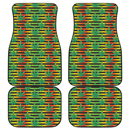 Rasta Striped Pattern Print Front and Back Car Floor Mats