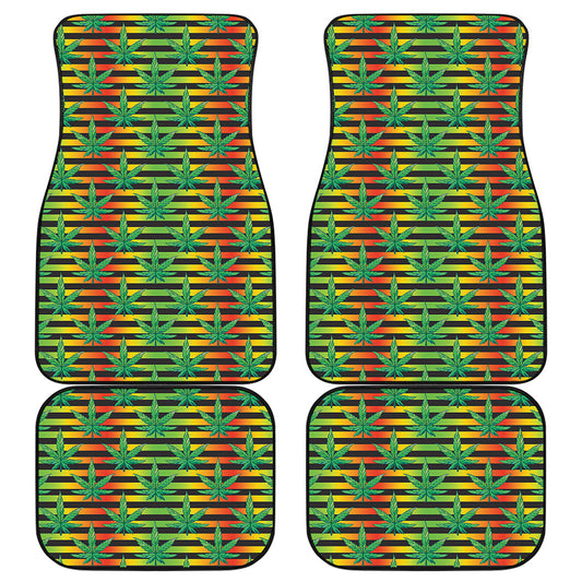 Rasta Striped Pattern Print Front and Back Car Floor Mats
