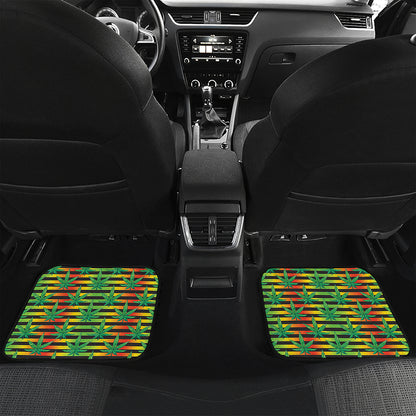 Rasta Striped Pattern Print Front and Back Car Floor Mats