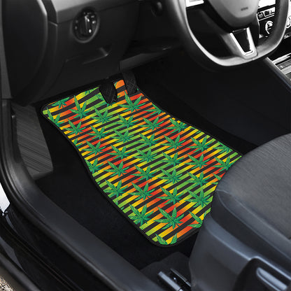Rasta Striped Pattern Print Front and Back Car Floor Mats