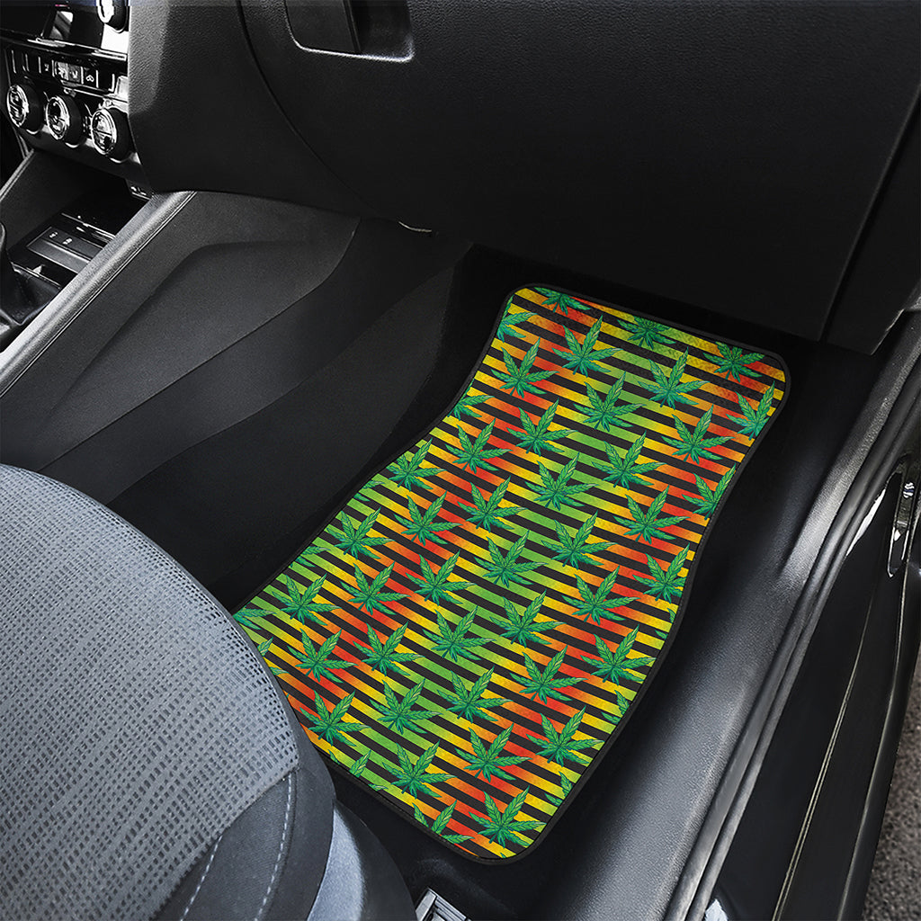 Rasta Striped Pattern Print Front and Back Car Floor Mats