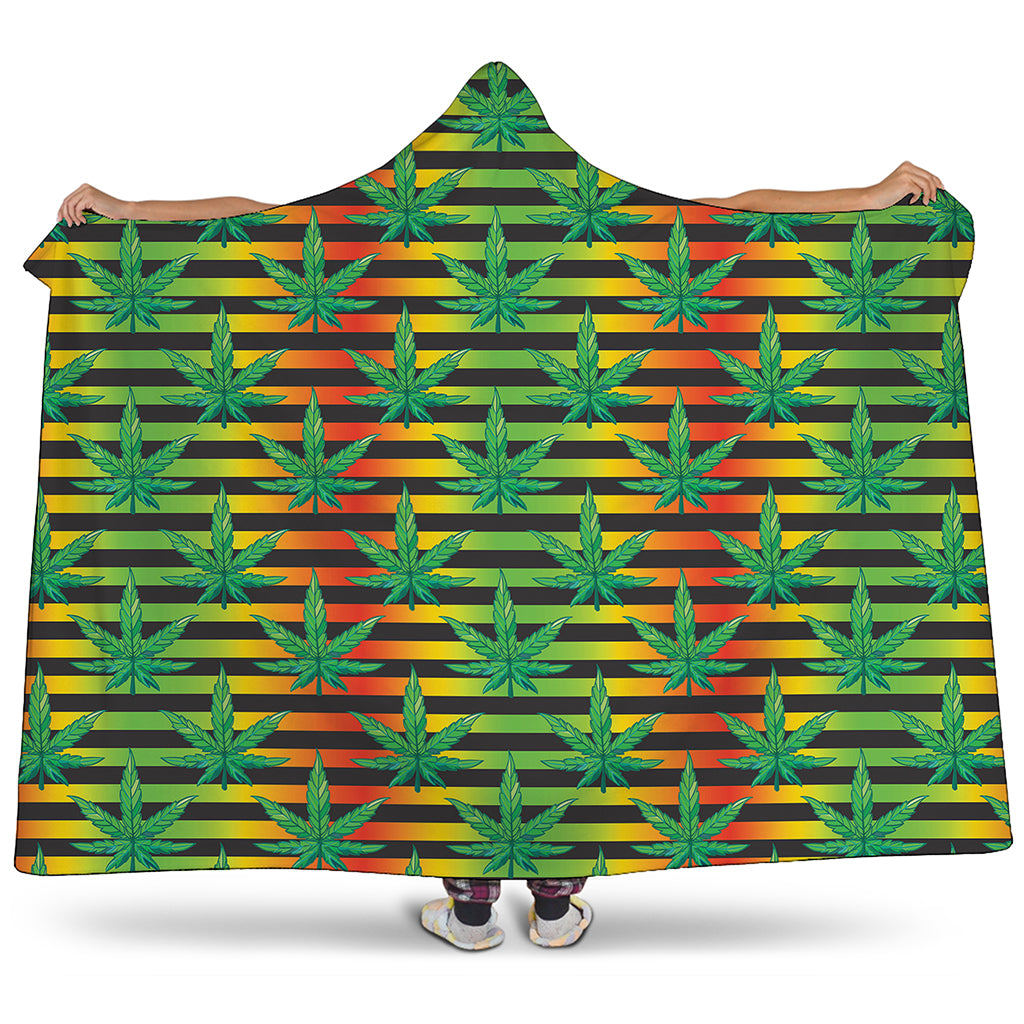 Rasta Striped Pattern Print Hooded Blanket