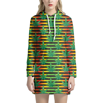Rasta Striped Pattern Print Hoodie Dress