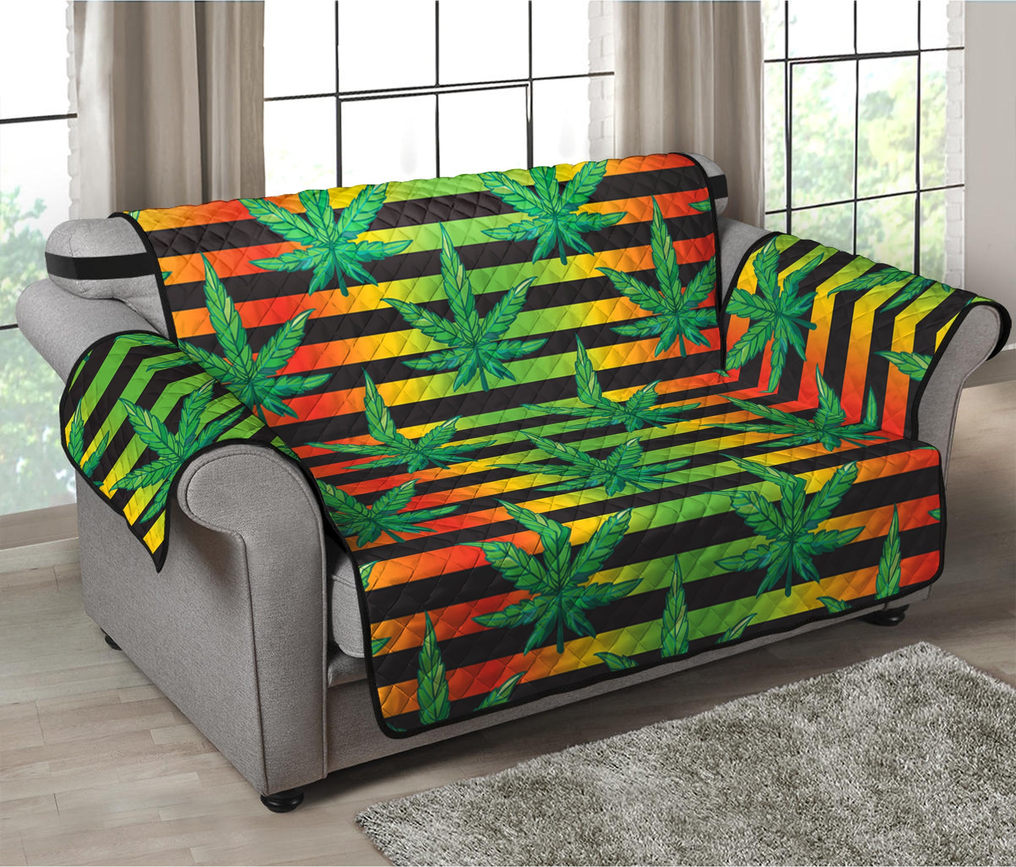 Rasta Striped Pattern Print Loveseat Protector