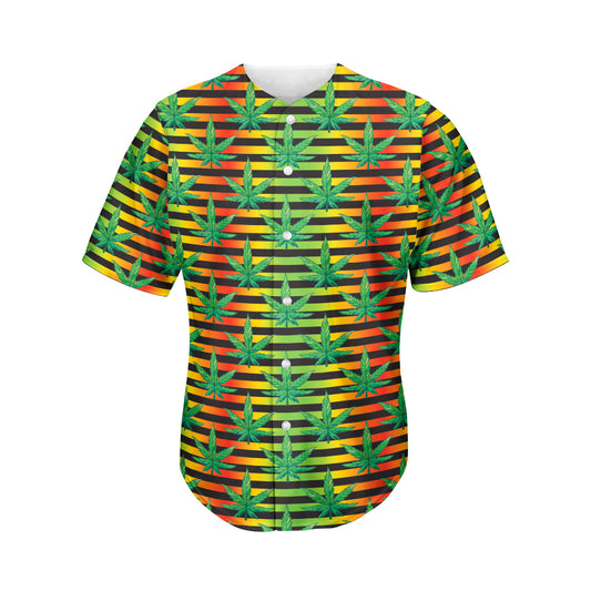 Rasta Striped Pattern Print Men's Baseball Jersey
