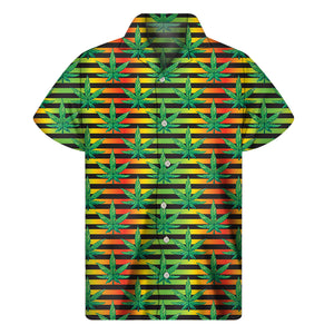 Rasta Striped Pattern Print Men's Short Sleeve Shirt
