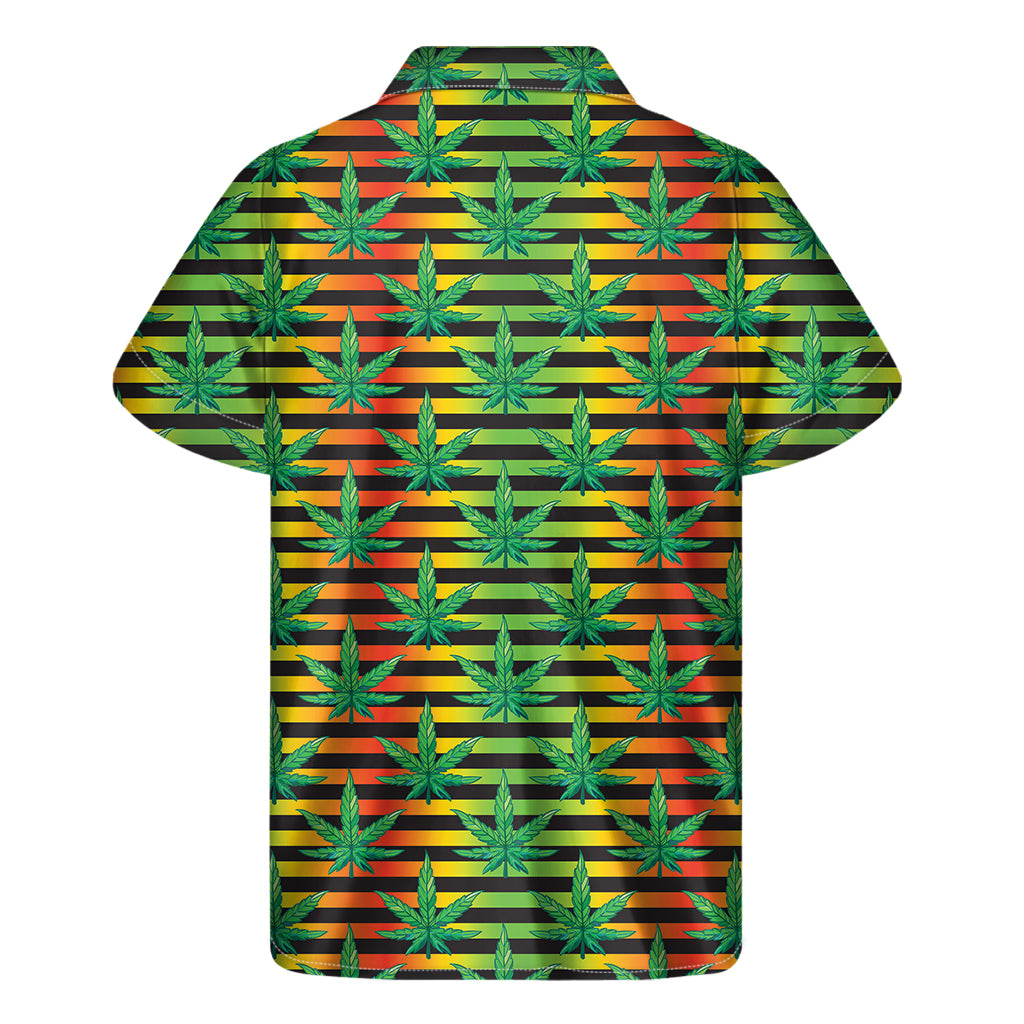 Rasta Striped Pattern Print Men's Short Sleeve Shirt