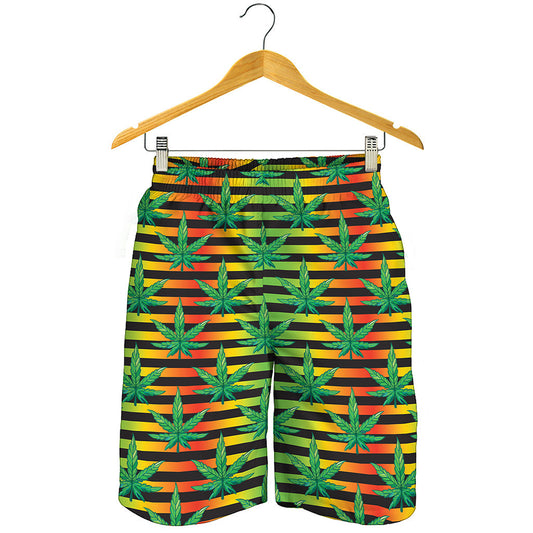 Rasta Striped Pattern Print Men's Shorts