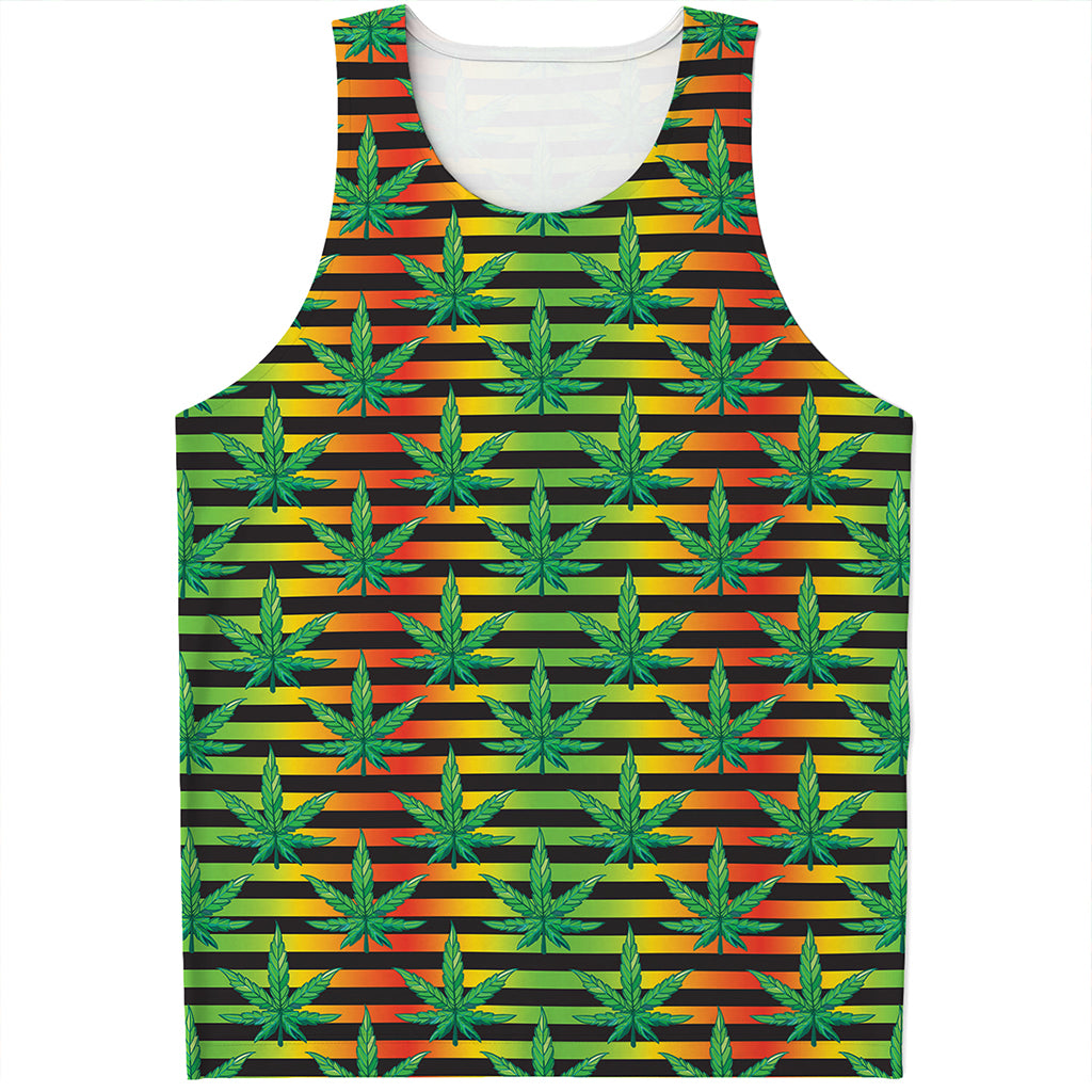 Rasta Striped Pattern Print Men's Tank Top