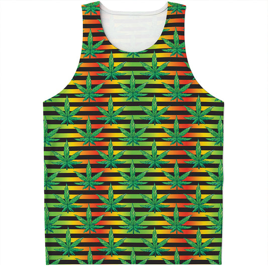 Rasta Striped Pattern Print Men's Tank Top