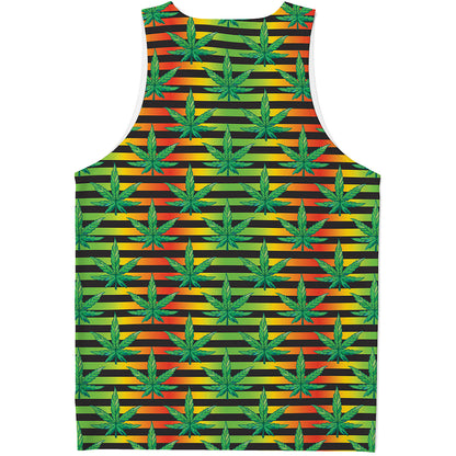 Rasta Striped Pattern Print Men's Tank Top
