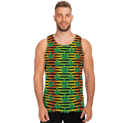 Rasta Striped Pattern Print Men's Tank Top