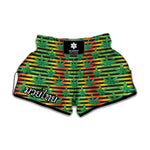 Rasta Striped Pattern Print Muay Thai Boxing Shorts