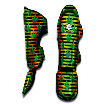Rasta Striped Pattern Print Muay Thai Shin Guard