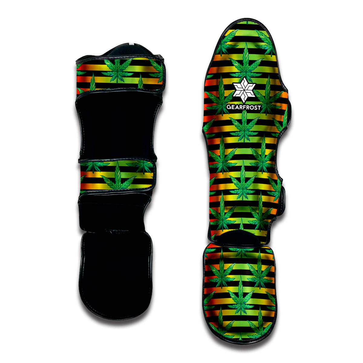 Rasta Striped Pattern Print Muay Thai Shin Guard