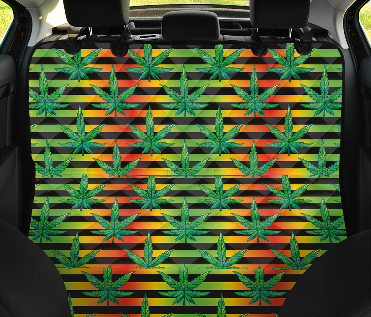 Rasta Striped Pattern Print Pet Car Back Seat Cover