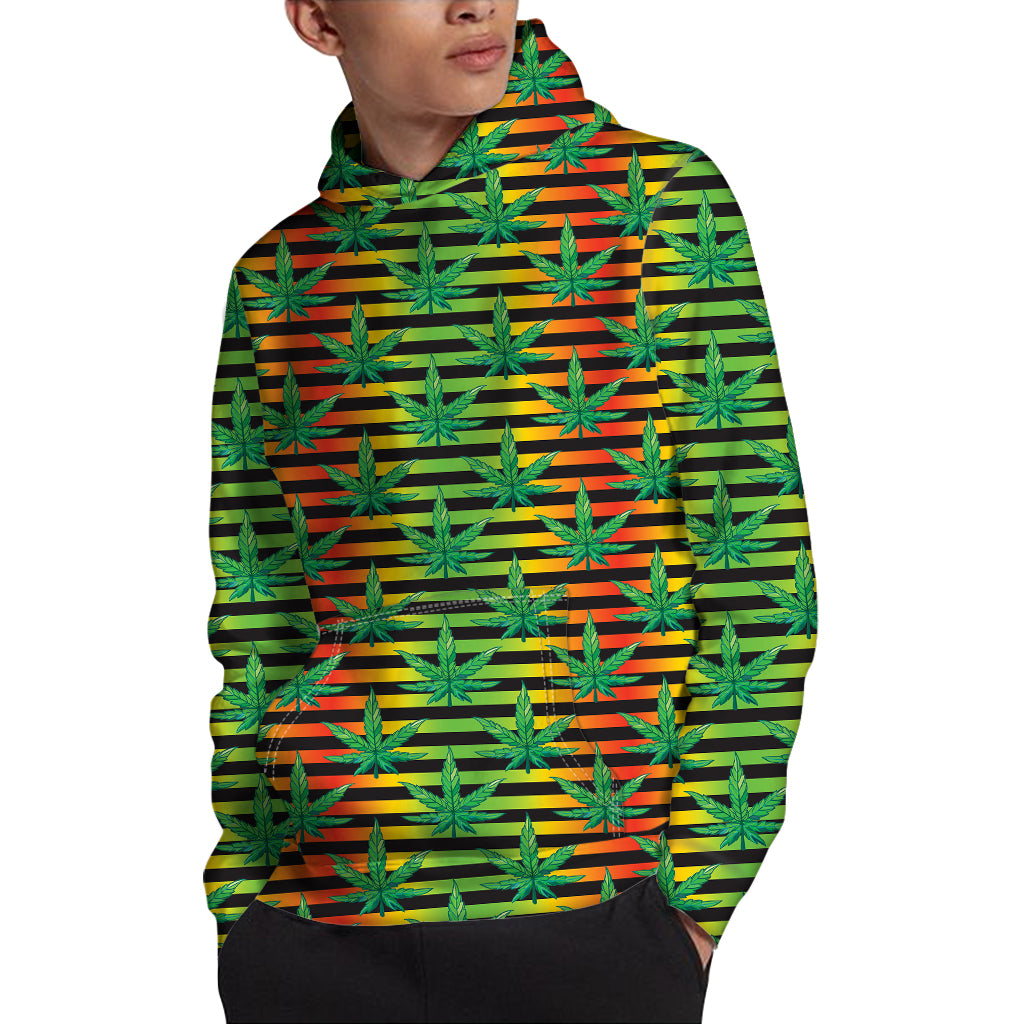 Rasta Striped Pattern Print Pullover Hoodie