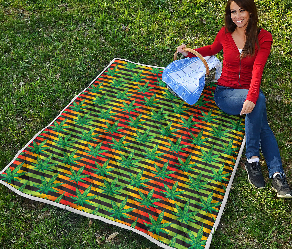 Rasta Striped Pattern Print Quilt