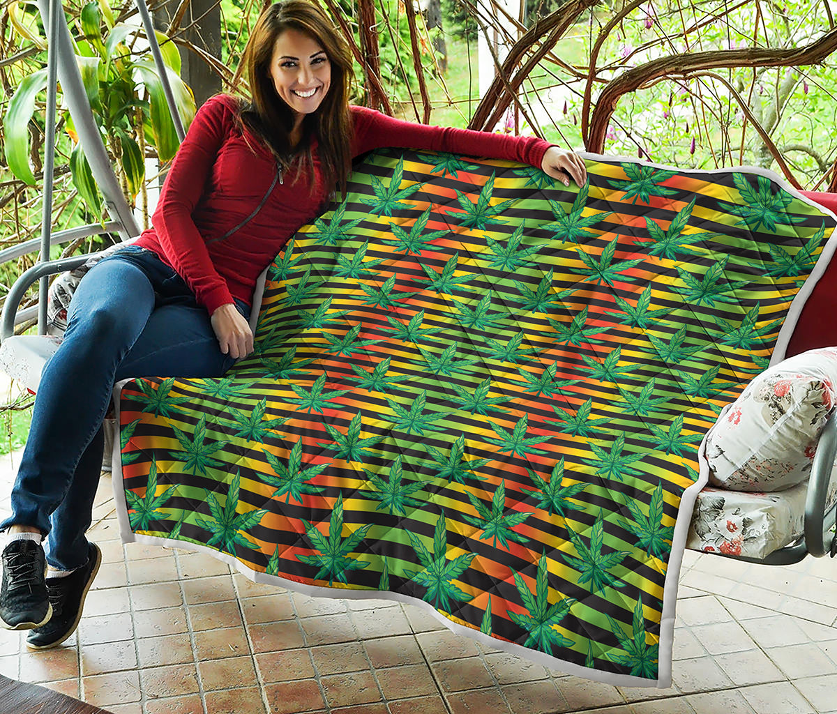 Rasta Striped Pattern Print Quilt