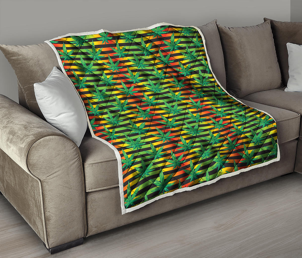 Rasta Striped Pattern Print Quilt