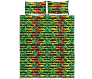 Rasta Striped Pattern Print Quilt Bed Set