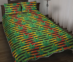 Rasta Striped Pattern Print Quilt Bed Set