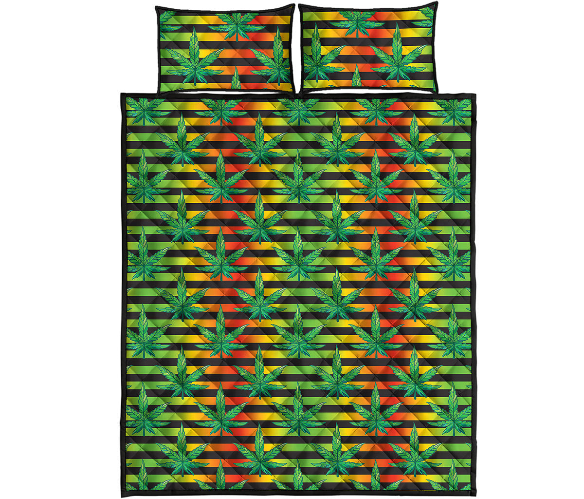 Rasta Striped Pattern Print Quilt Bed Set