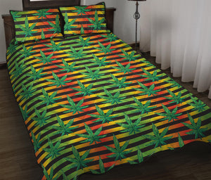 Rasta Striped Pattern Print Quilt Bed Set