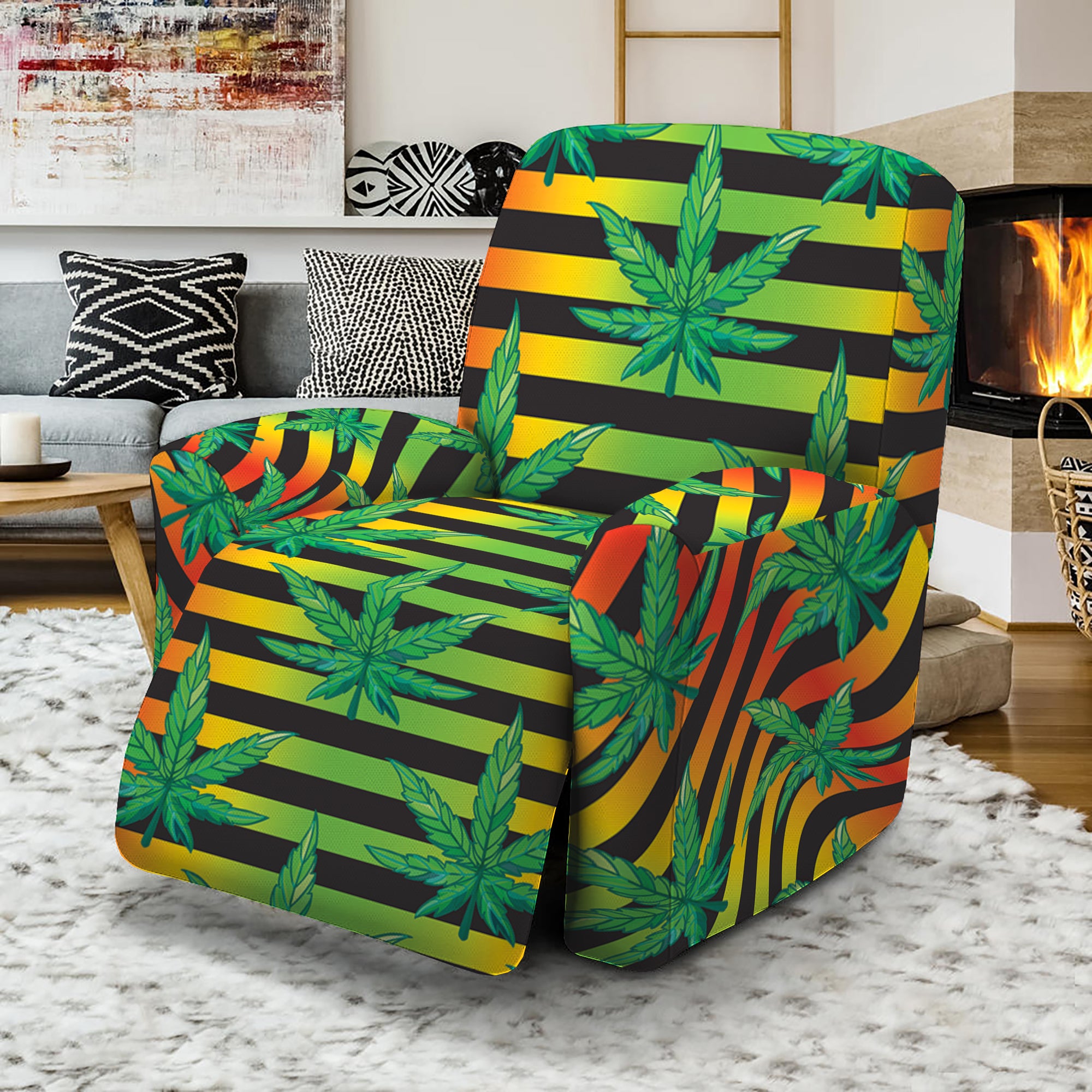 Rasta Striped Pattern Print Recliner Slipcover