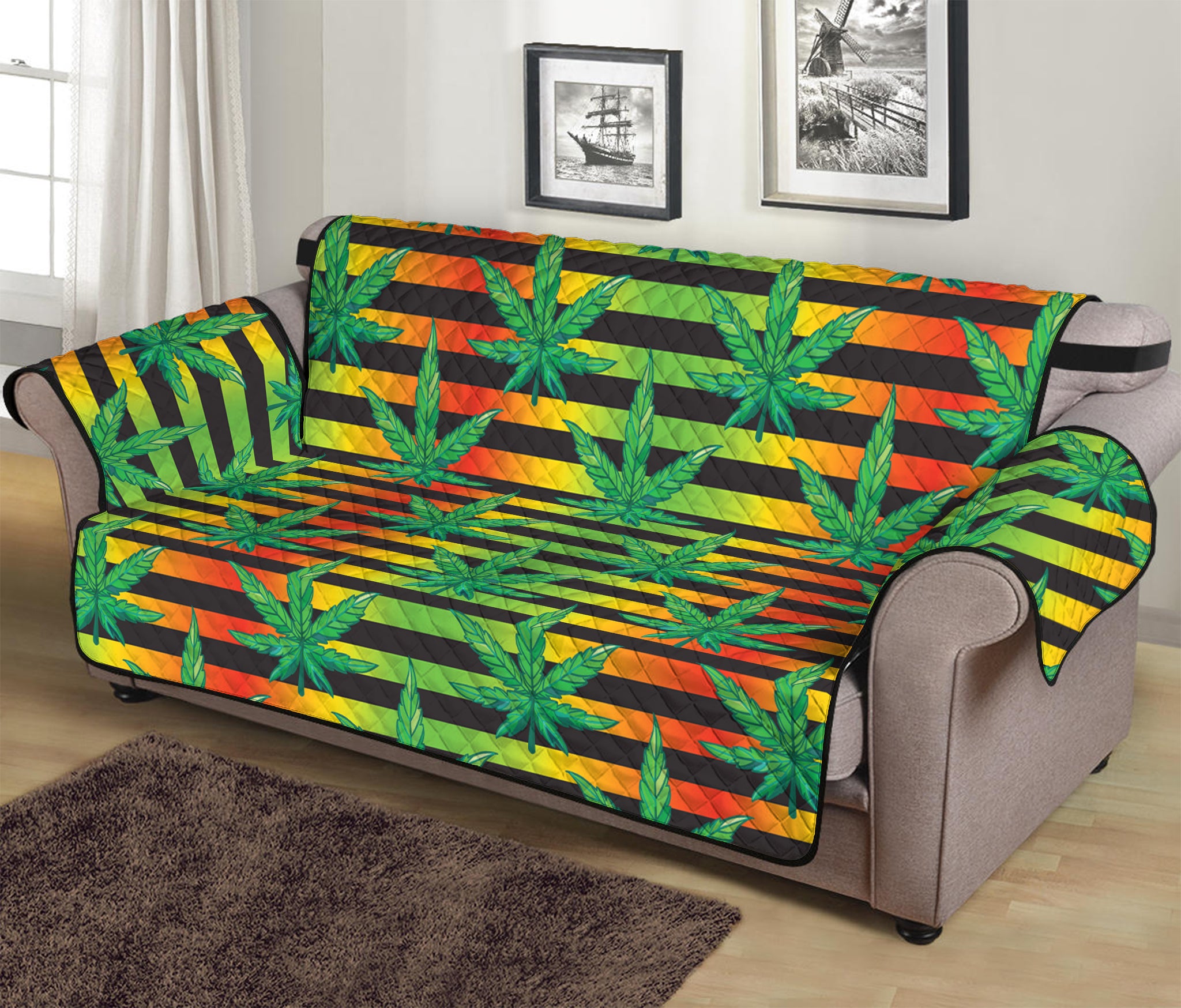 Rasta Striped Pattern Print Sofa Protector