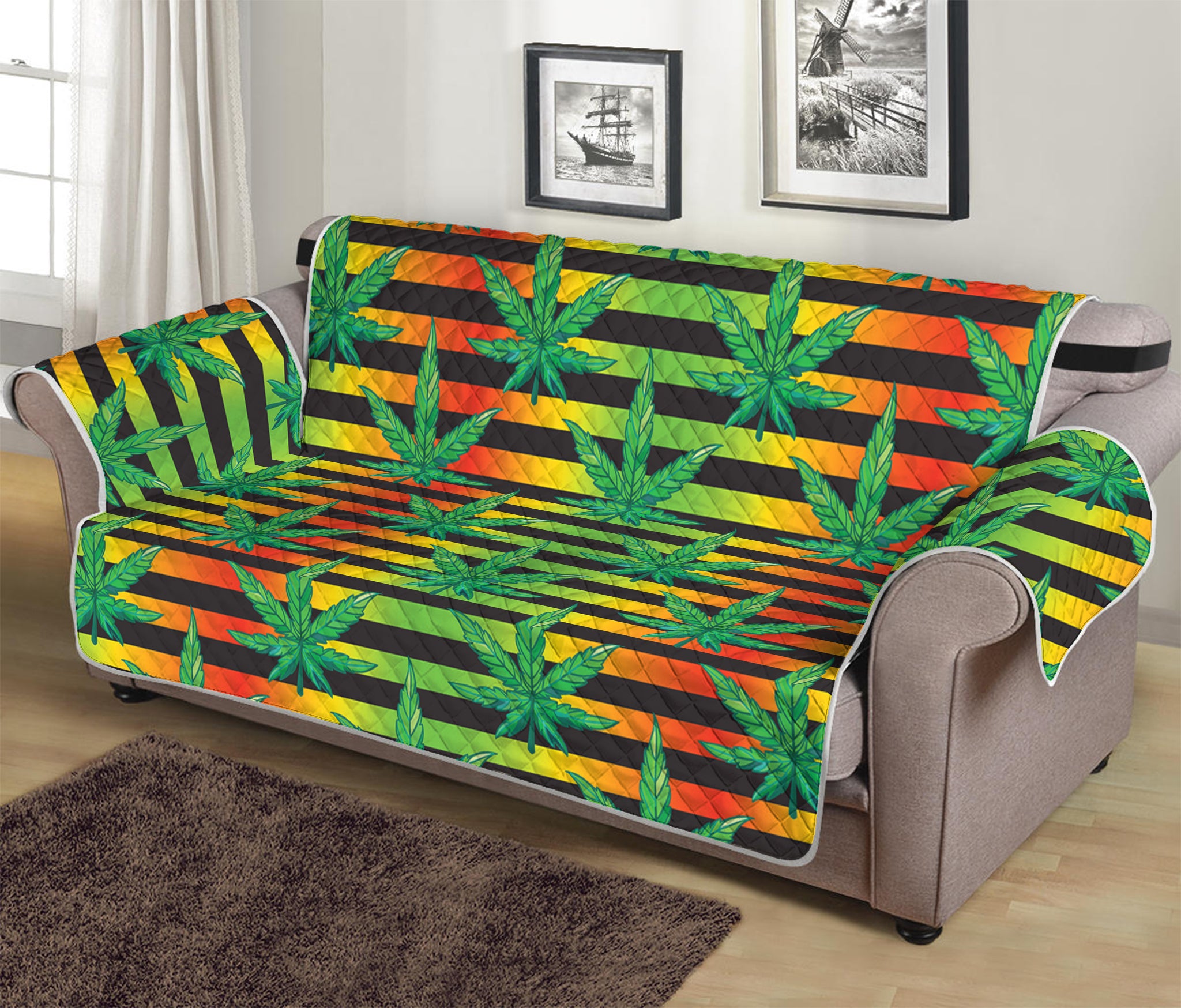 Rasta Striped Pattern Print Sofa Protector