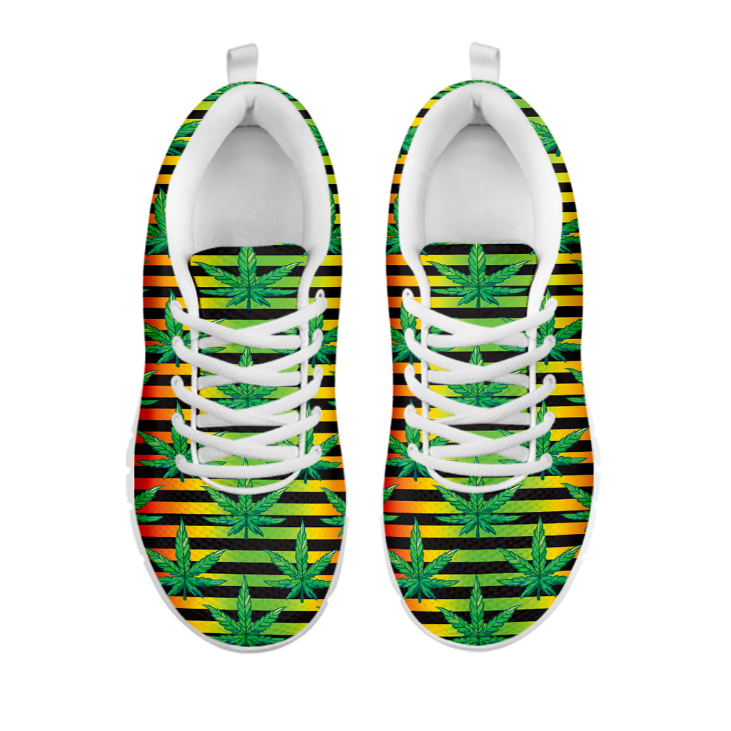 Rasta Striped Pattern Print White Sneakers
