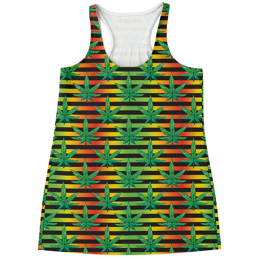 Rasta Striped Pattern Print Women's Racerback Tank Top