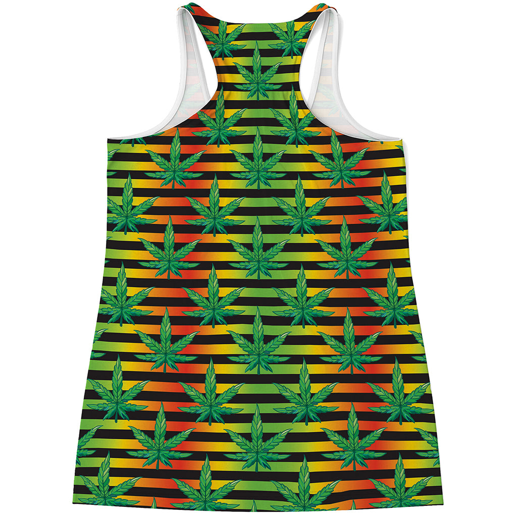 Rasta Striped Pattern Print Women's Racerback Tank Top