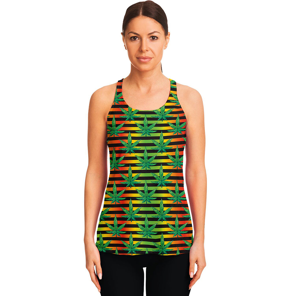 Rasta Striped Pattern Print Women's Racerback Tank Top