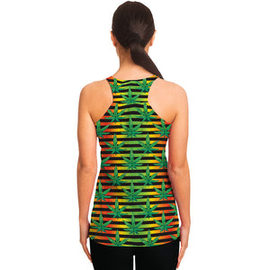 Rasta Striped Pattern Print Women's Racerback Tank Top