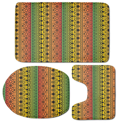 Rasta Tribal Pattern Print 3 Piece Bath Mat Set