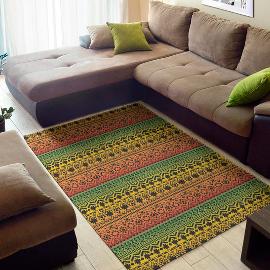 Rasta Tribal Pattern Print Area Rug
