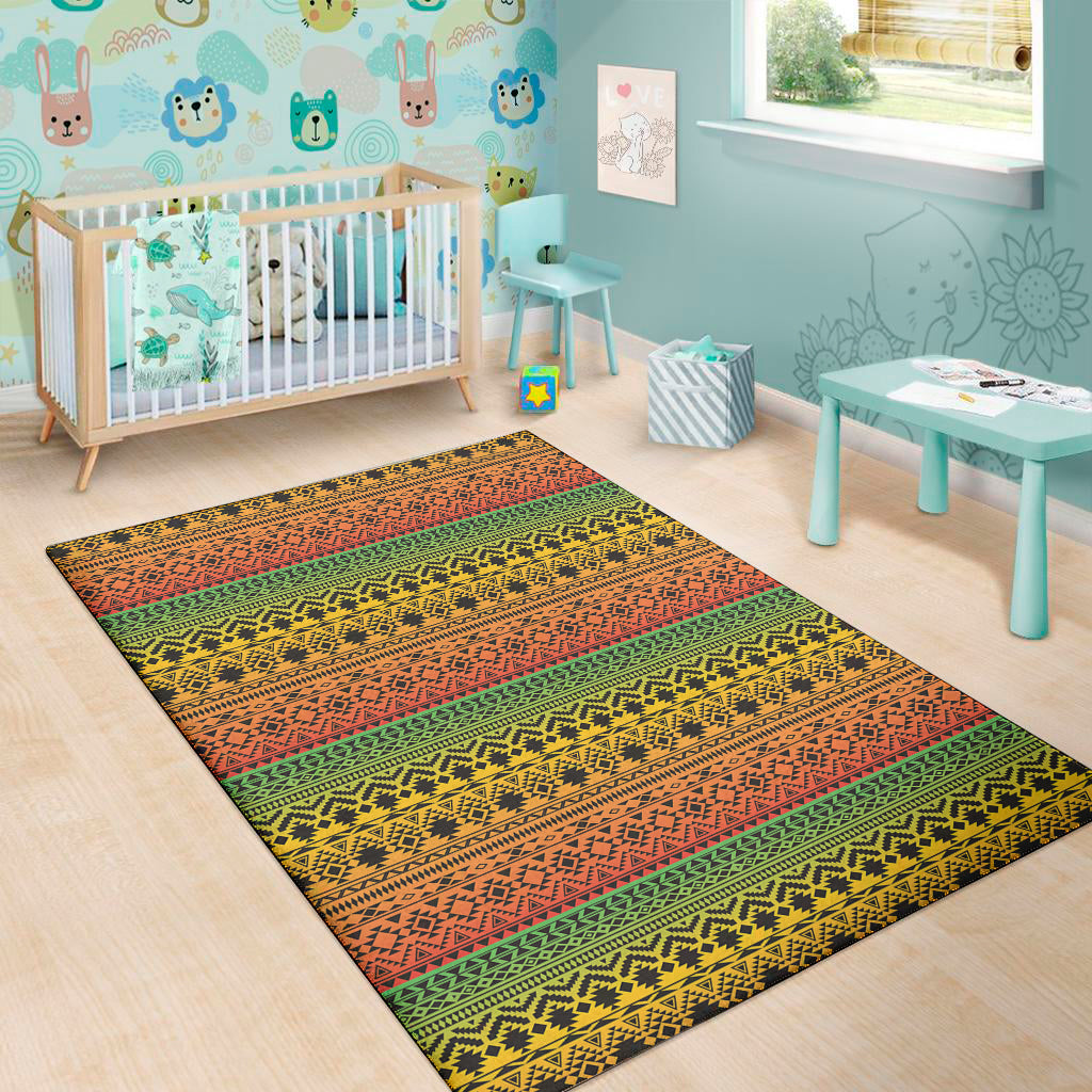 Rasta Tribal Pattern Print Area Rug