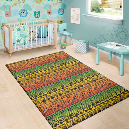 Rasta Tribal Pattern Print Area Rug