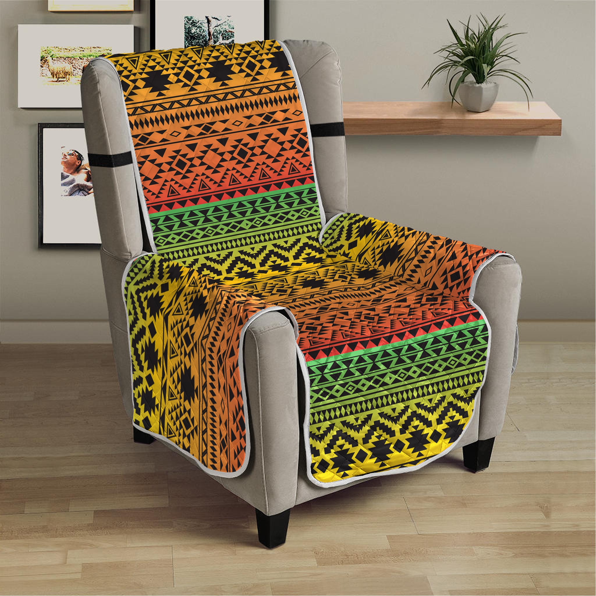 Rasta Tribal Pattern Print Armchair Protector