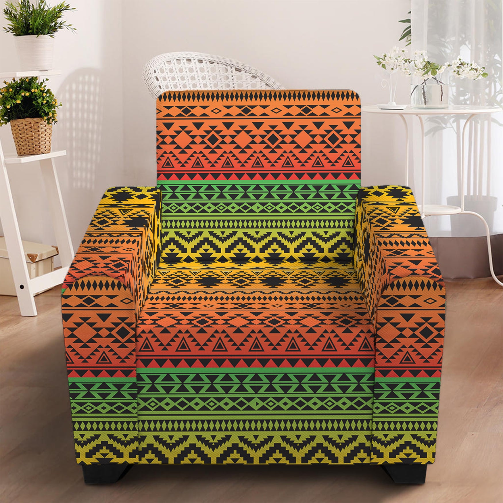 Rasta Tribal Pattern Print Armchair Slipcover