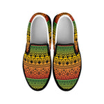 Rasta Tribal Pattern Print Black Slip On Shoes