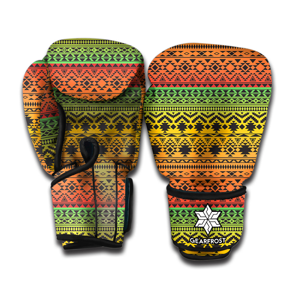 Rasta Tribal Pattern Print Boxing Gloves