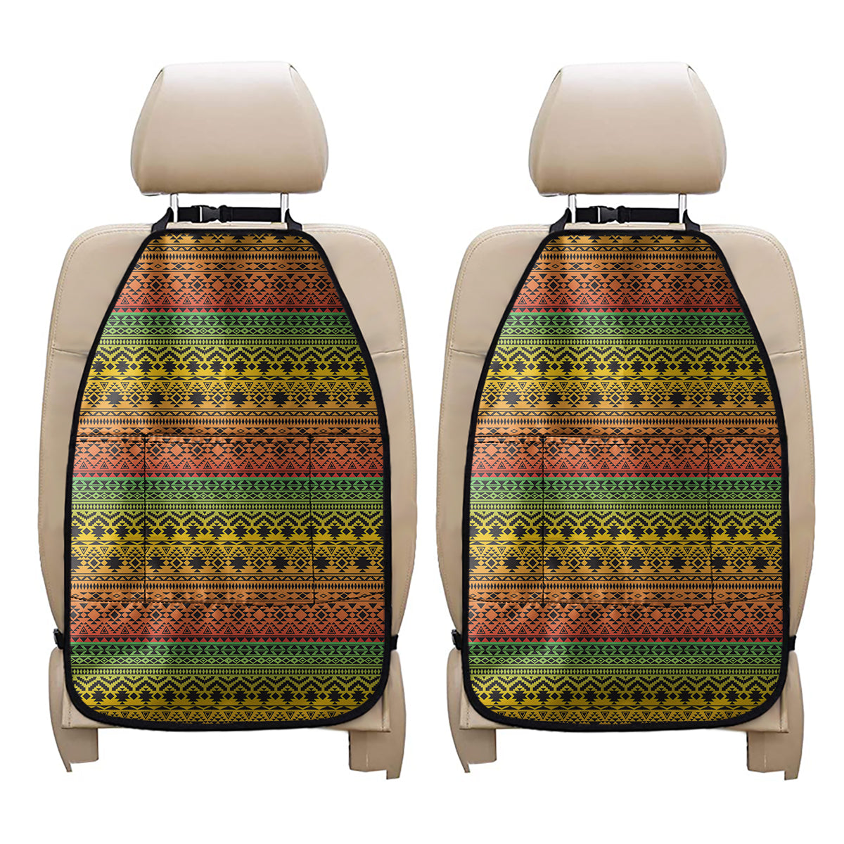 Rasta Tribal Pattern Print Car Seat Organizers